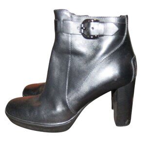 TOD'S Black Italian Leather & Suede Platform Ankle Boots 40.5 US 10 w/ Dustbag